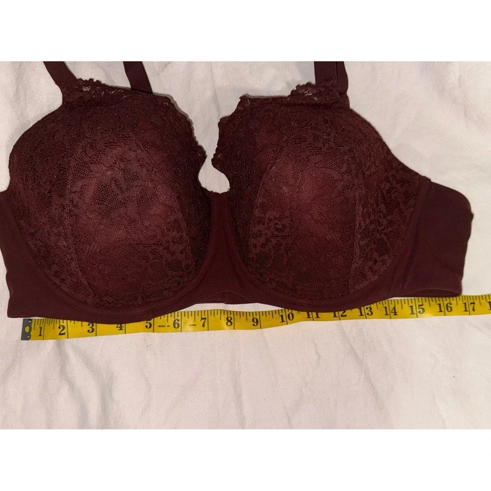 Skims fits everyone lace foam pad‎ cup lightly padded bra 42DD. Brown/maroon